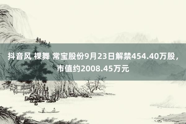 抖音风 裸舞 常宝股份9月23日解禁454.40万股，市值约2008.45万元
