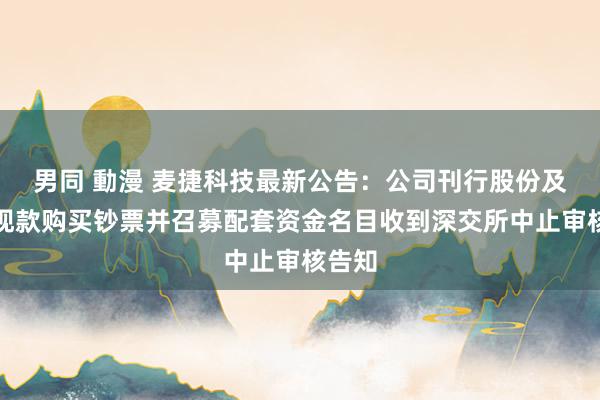 男同 動漫 麦捷科技最新公告：公司刊行股份及支付现款购买钞票并召募配套资金名目收到深交所中止审核告知