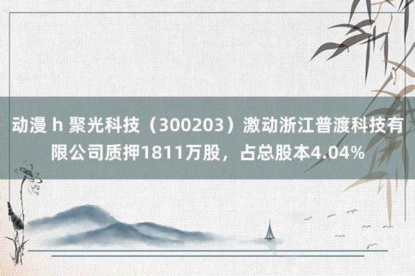 动漫 h 聚光科技（300203）激动浙江普渡科技有限公司质押1811万股，占总股本4.04%