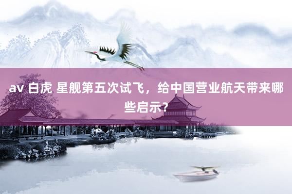 av 白虎 星舰第五次试飞，给中国营业航天带来哪些启示？
