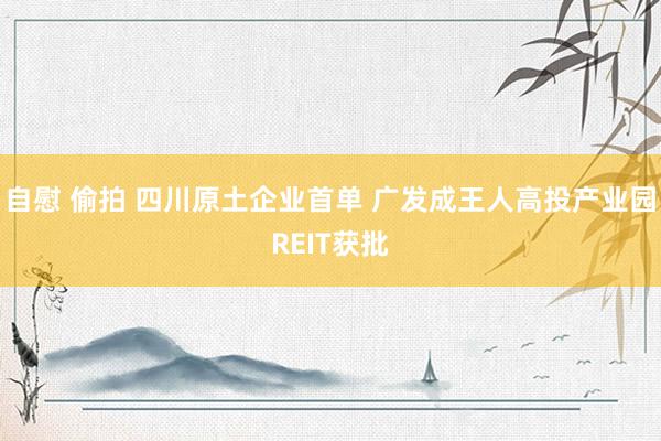 自慰 偷拍 四川原土企业首单 广发成王人高投产业园REIT获批