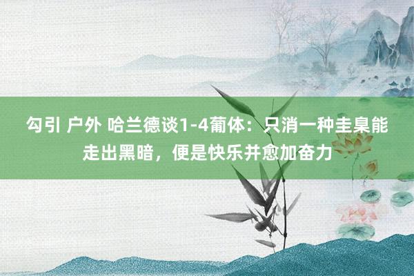 勾引 户外 哈兰德谈1-4葡体:只消一种圭臬能走出黑暗,便是快乐并愈加奋力