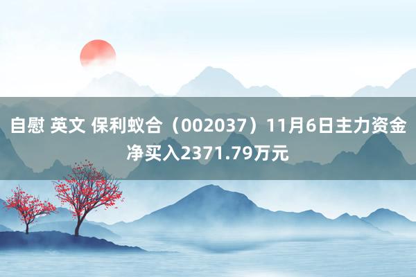 自慰 英文 保利蚁合（002037）11月6日主力资金净买入2371.79万元