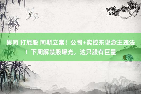 男同 打屁股 同期立案！公司+实控东说念主违法！下周解禁股曝光，这只股有巨量