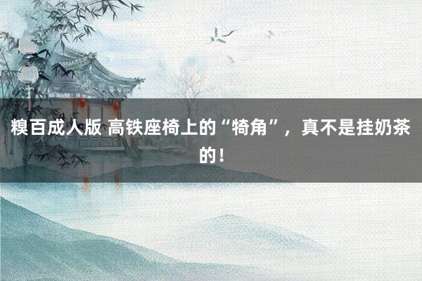 糗百成人版 高铁座椅上的“犄角”，真不是挂奶茶的！
