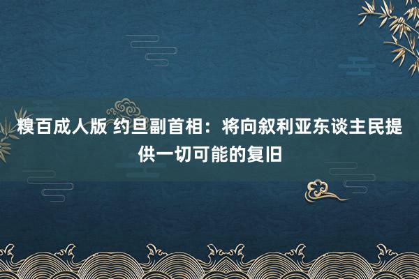 糗百成人版 约旦副首相：将向叙利亚东谈主民提供一切可能的复旧