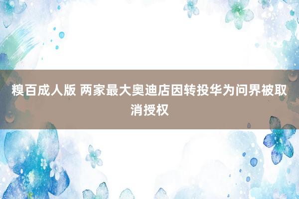 糗百成人版 两家最大奥迪店因转投华为问界被取消授权