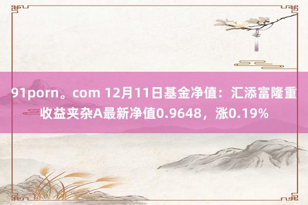 91porn。com 12月11日基金净值：汇添富隆重收益夹杂A最新净值0.9648，涨0.19%