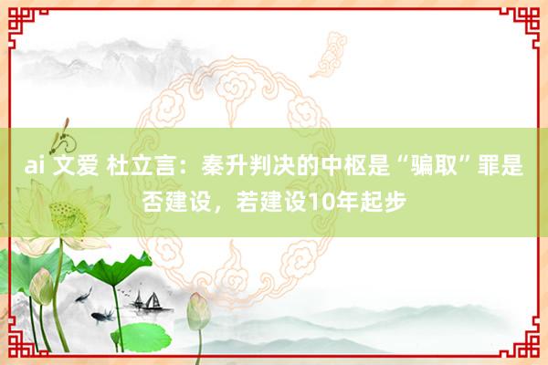 ai 文爱 杜立言：秦升判决的中枢是“骗取”罪是否建设，若建设10年起步