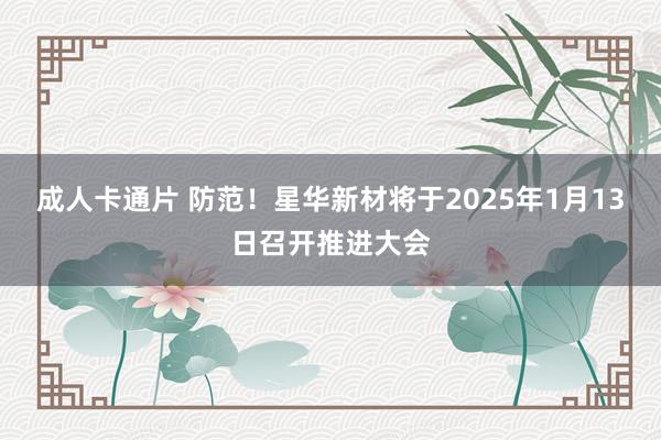 成人卡通片 防范！星华新材将于2025年1月13日召开推进大会
