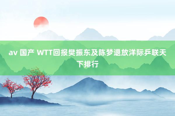 av 国产 WTT回报樊振东及陈梦退放洋际乒联天下排行