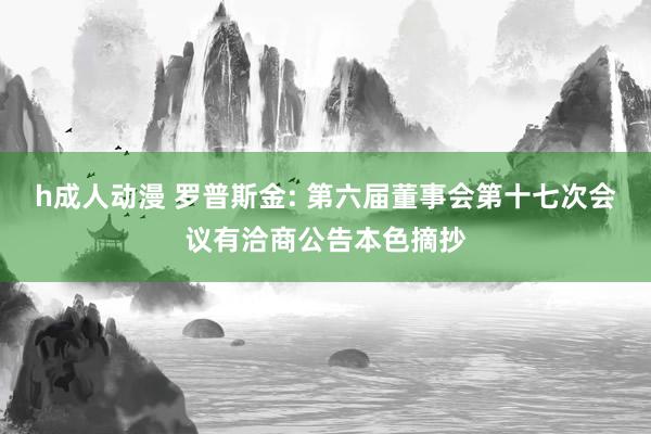 h成人动漫 罗普斯金: 第六届董事会第十七次会议有洽商公告本色摘抄
