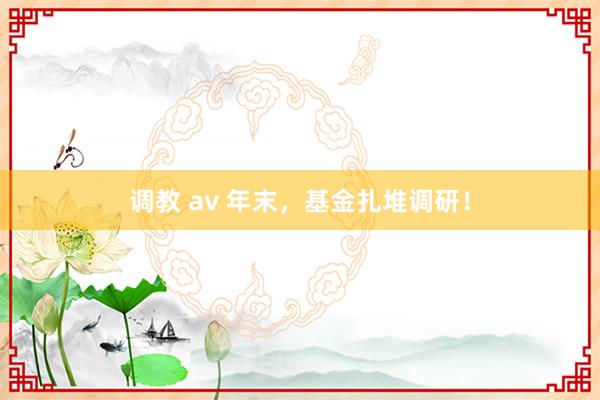调教 av 年末，基金扎堆调研！