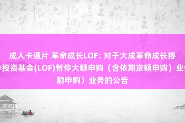 成人卡通片 革命成长LOF: 对于大成革命成长搀和型证券投资基金(LOF)暂停大额申购(含依期定额申购)业务的公告