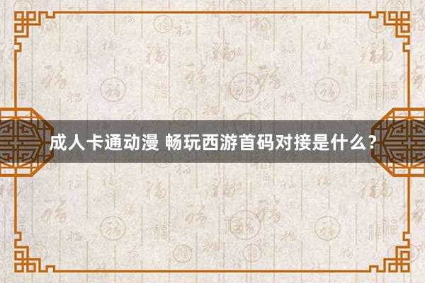 成人卡通动漫 畅玩西游首码对接是什么？