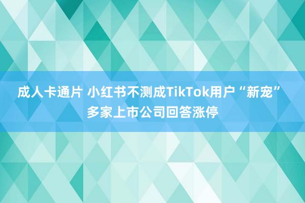 成人卡通片 小红书不测成TikTok用户“新宠” 多家上市公司回答涨停