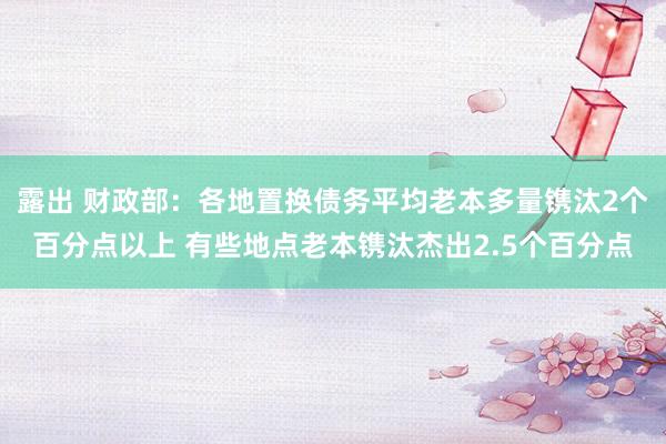 露出 财政部：各地置换债务平均老本多量镌汰2个百分点以上 有些地点老本镌汰杰出2.5个百分点