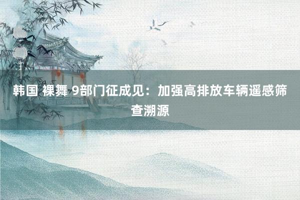 韩国 裸舞 9部门征成见：加强高排放车辆遥感筛查溯源