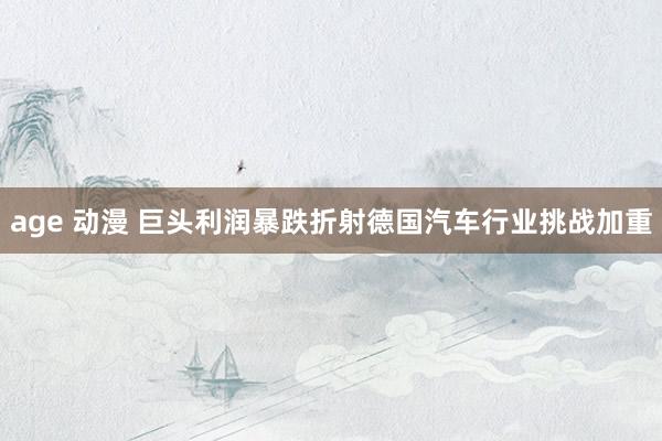 age 动漫 巨头利润暴跌折射德国汽车行业挑战加重