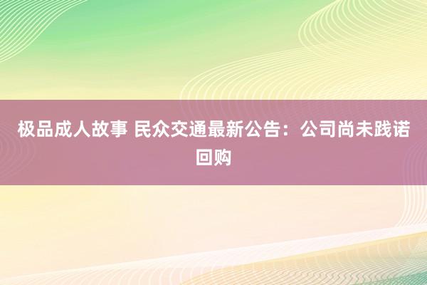 极品成人故事 民众交通最新公告：公司尚未践诺回购