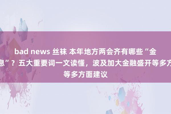bad news 丝袜 本年地方两会齐有哪些“金融好声息”？五大重要词一文读懂，波及加大金融盛开等多方面建议