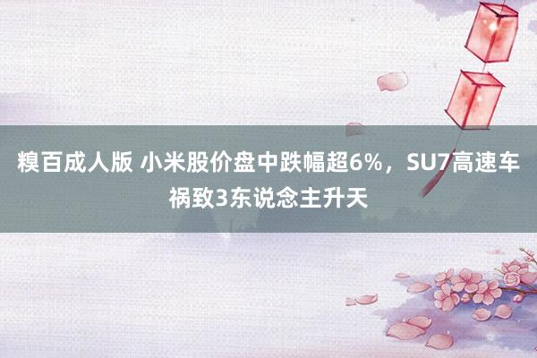 糗百成人版 小米股价盘中跌幅超6%，SU7高速车祸致3东说念主升天