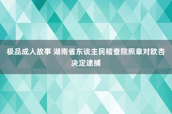 极品成人故事 湖南省东谈主民稽查院照章对欧杏决定逮捕